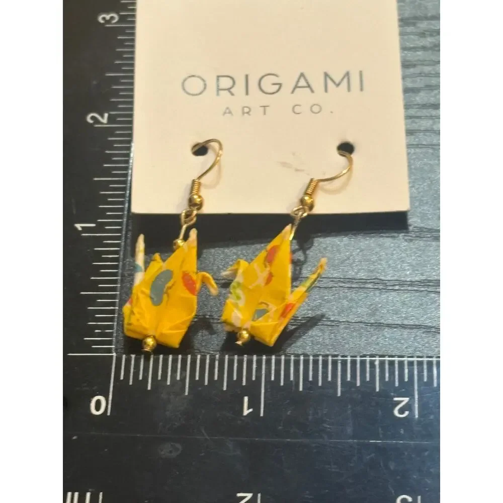 Origami Art Co Yellow Crane 18K Gold Plated Earrings